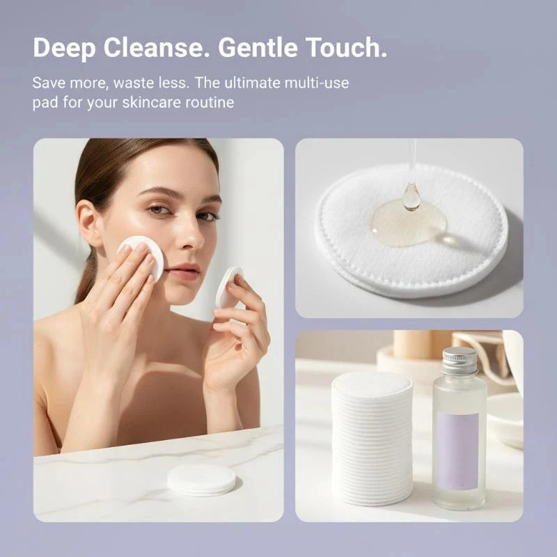 Makeup Removal Cotton Pads 300 600 1200pcs Soft Pearl Embossed Notched Design for Gentle Skin Cleansing