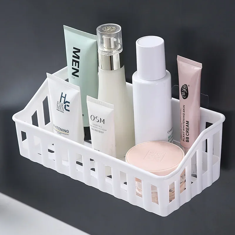 Bathroom Organizer Non-perforated Bathroom Shelves Kitchen Plastic Wall-mounted Toilet  Sundries Storage Rack Corner Shelf