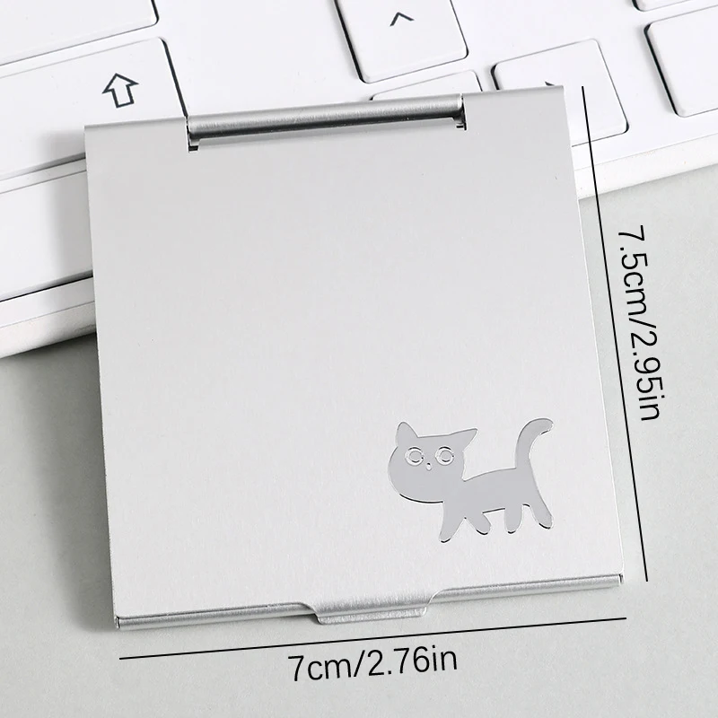 Square Folding Aluminum Mirror Mini Compact Pocket Mirror Makeup Hand Standing Portable Small Mirror Foldable Cosmetics Tool