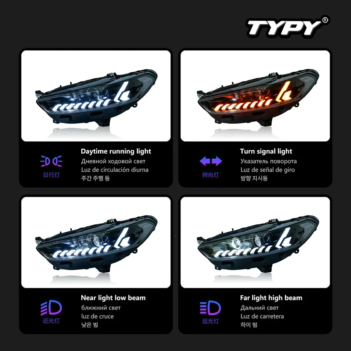 

TYPY New LED Head Lamp Upgrade Modified For Ford Mondeo Headlight 2013-2016 Headlight Dynamic Signal Head Lamp Auto Accessories