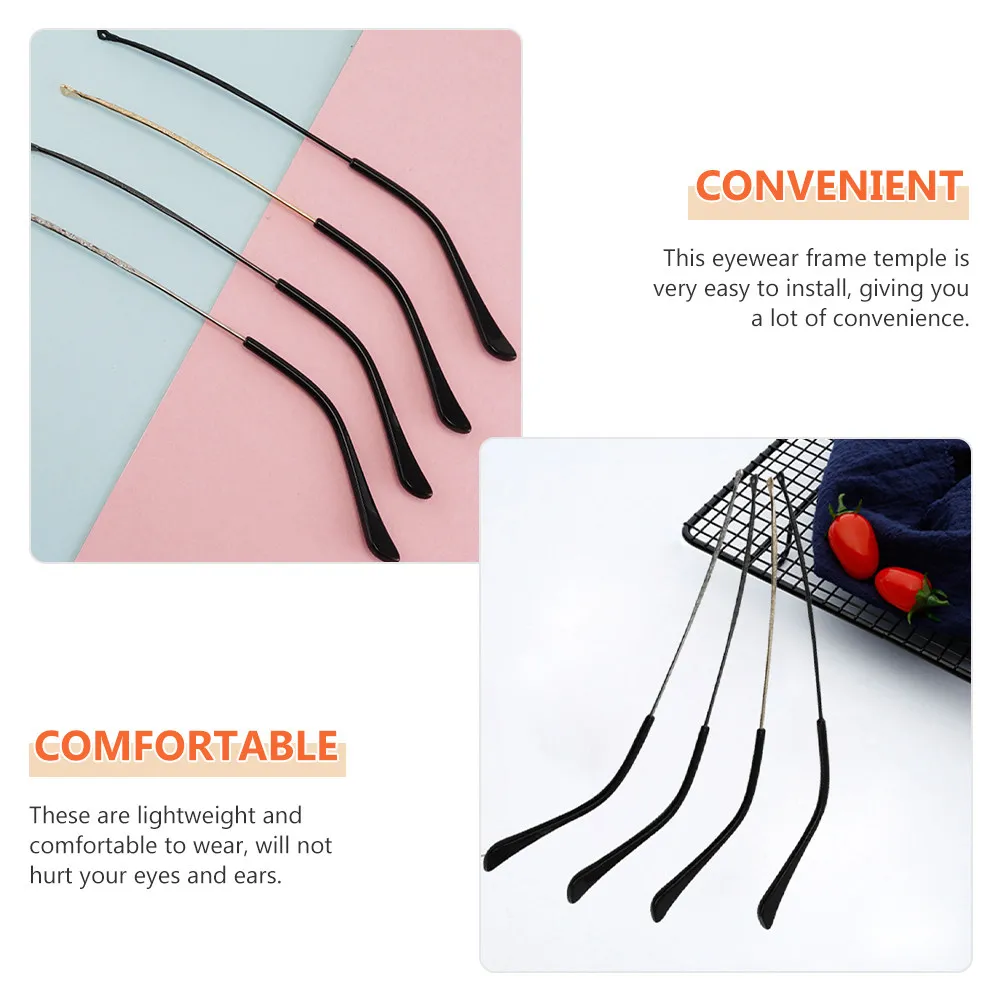 1Pair Metal Replacement Glasses Temple Legs Wear-Resistant Easy-Install Comfortable Lightweight Fix for Eyeglass Frame