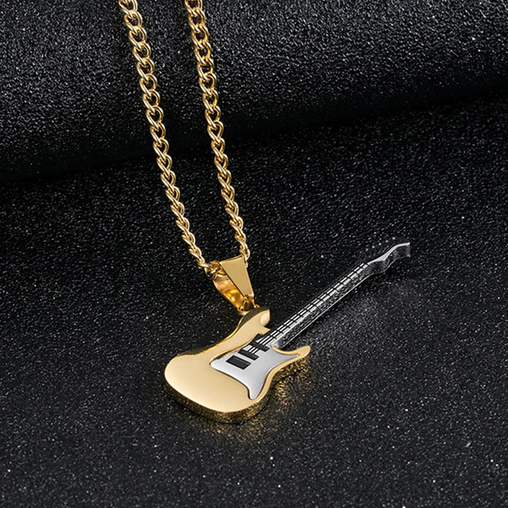 

2pcs Guitar Pendant Necklace Cool Necklaces Music Decorative Shaped For Boys Men Titanium Steel Jewelry Lightweight Durable