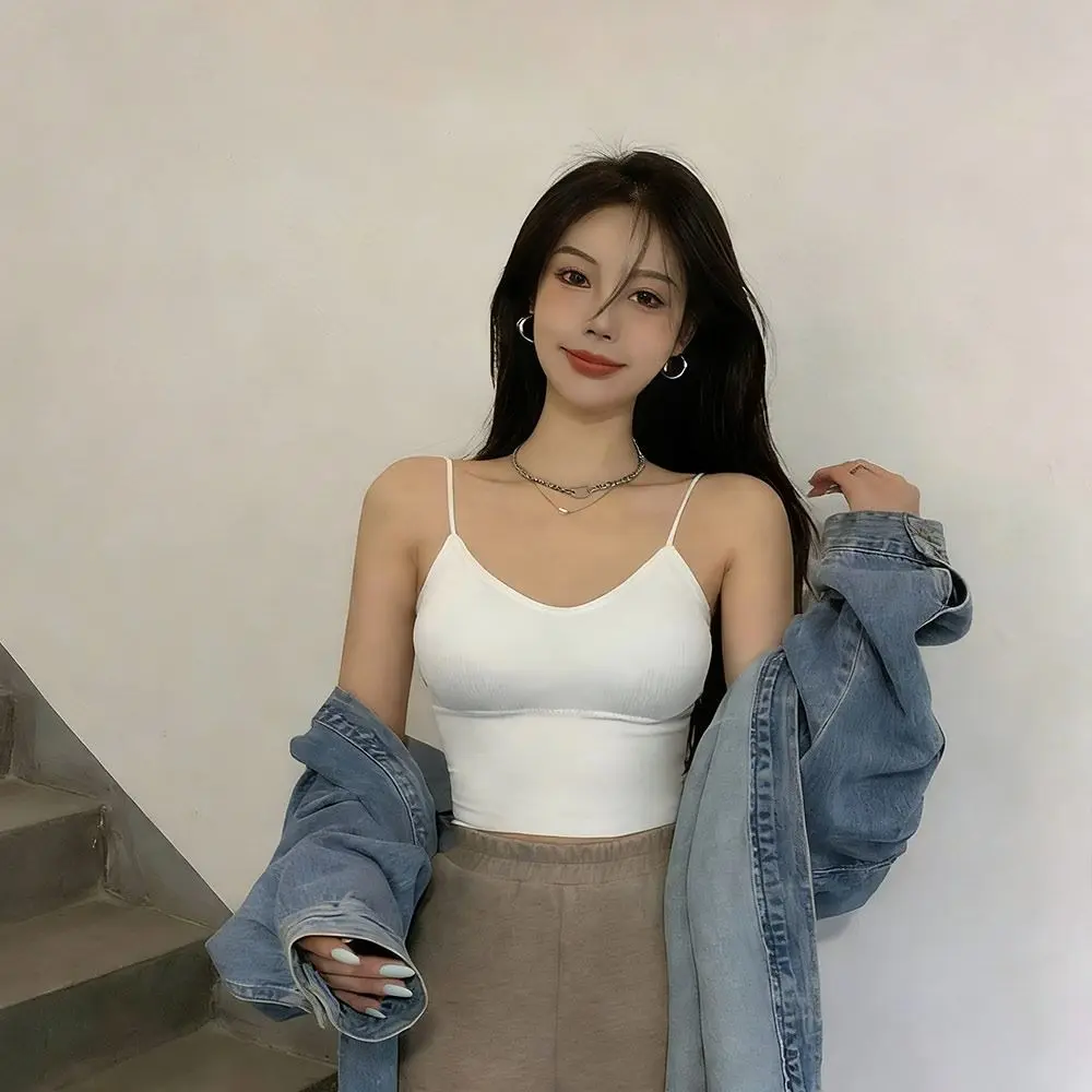 Sexy Slim Fit Women's Tank Top with Chest Pad Sleeveless Outerwear Base Layer Beauty Back Summer