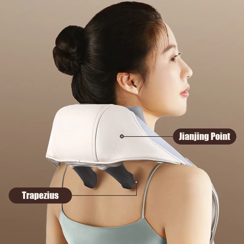 JianYouCare shiatsu Neck shoulder massager Heat full body muscle Kneading Shawl Cervical anticelulite Portable Massage machine