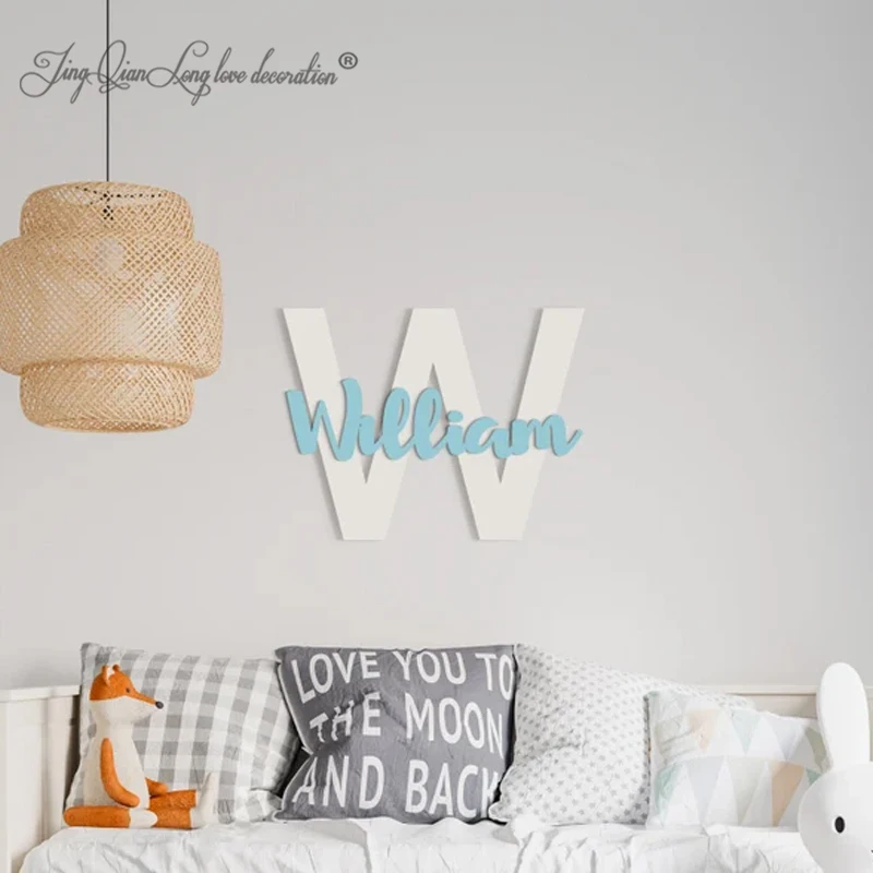 

Custom Name Sign for Nursery Wall, Personalized Name Sign, Two Names, Nursery Decor, Over Crib Wood Letter