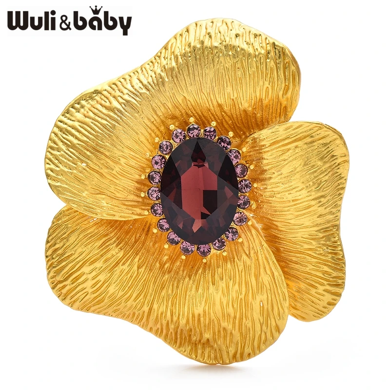 Wuli&baby Charming Flower Brooches For Women Unisex 2-color Rhinestone Elegant Plants Party Office Brooch Pins Gifts