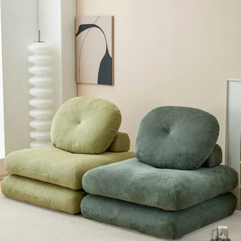 

Cream Tatami Lazy Tofu Block Floor Sofa Corduroy Detachable Washable Small Living Room Bedroom Folding Dual-use Sofa Bed