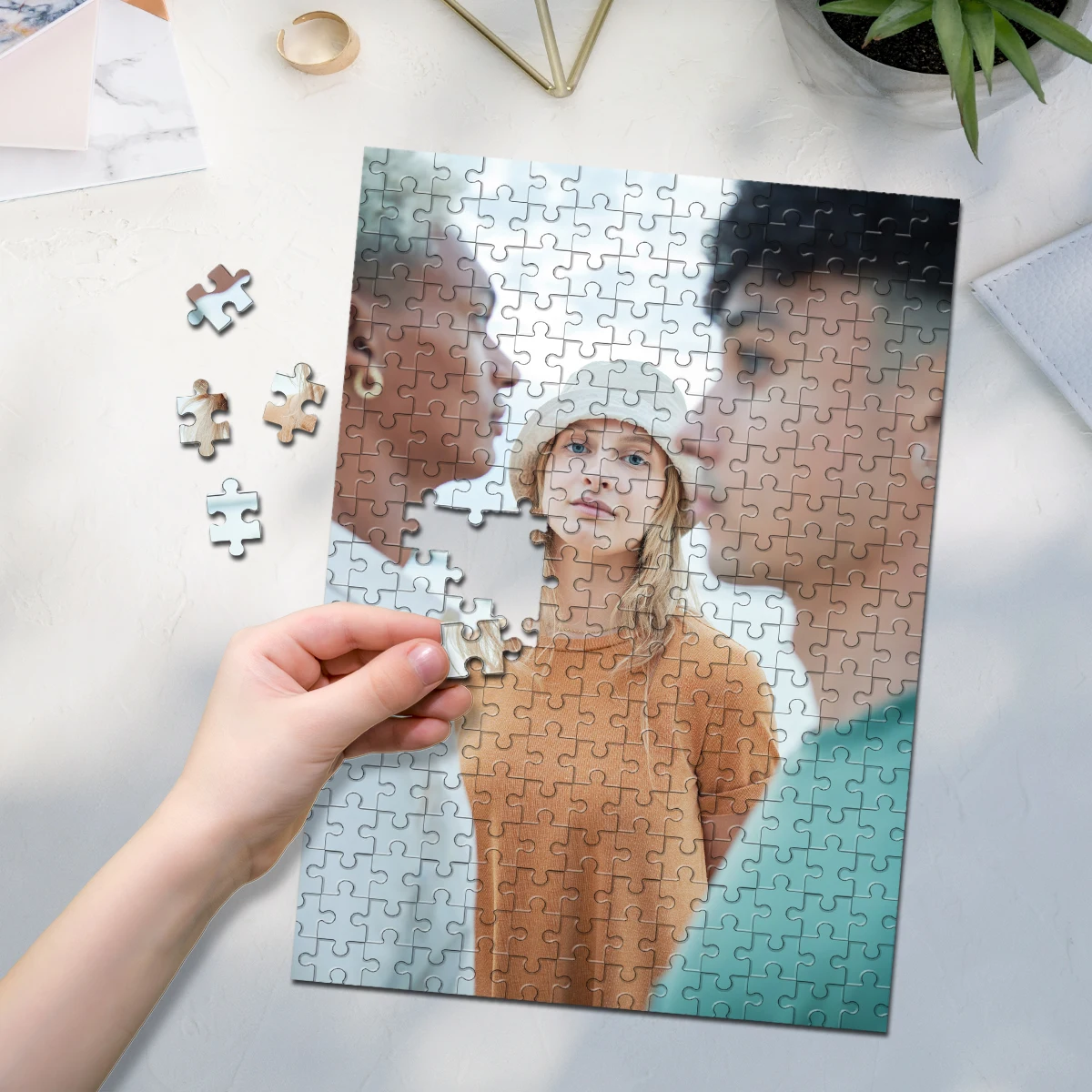35/300/500/1048pcs Personalized Custom Photo Puzzle Family Selfie Custom Gift Jigsaw Puzzle Jigsaw Board