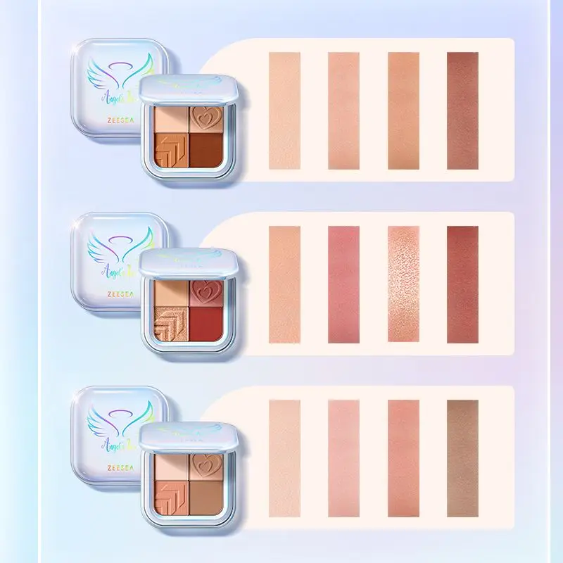 ZEESEA アイシャドウ パレット、ファイングリッター、シマー、マット、ミルクティーシェード入り。ミニサイズ、日常使いに最適、学生向けメイクアップ