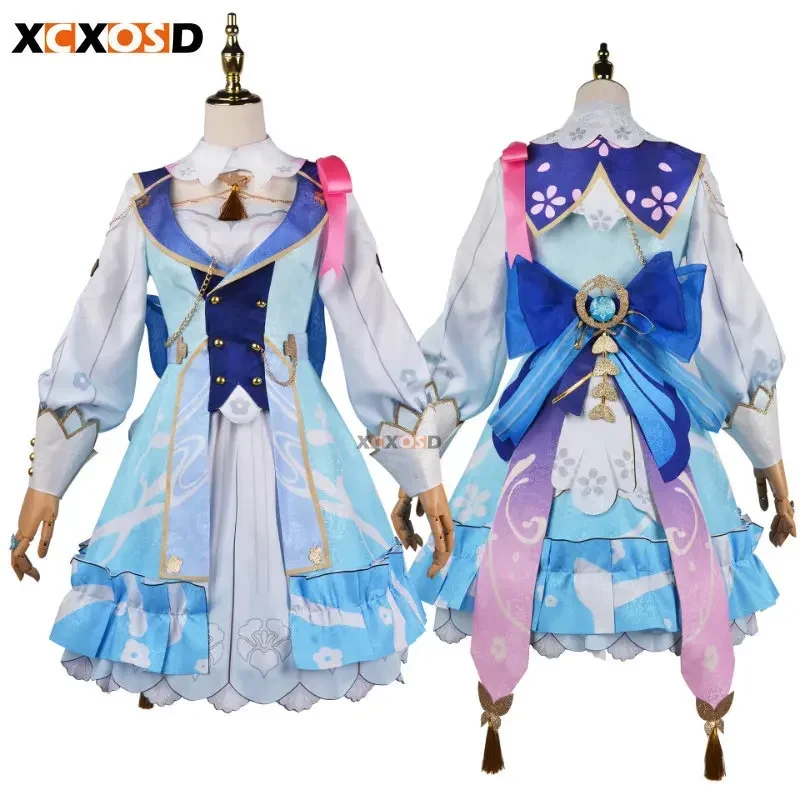 Ready Stock Genshin Impact Kamisato Ayaka Springbloom Missive Cosplay Costume Wig Dress Game Roleplay Women Outfits