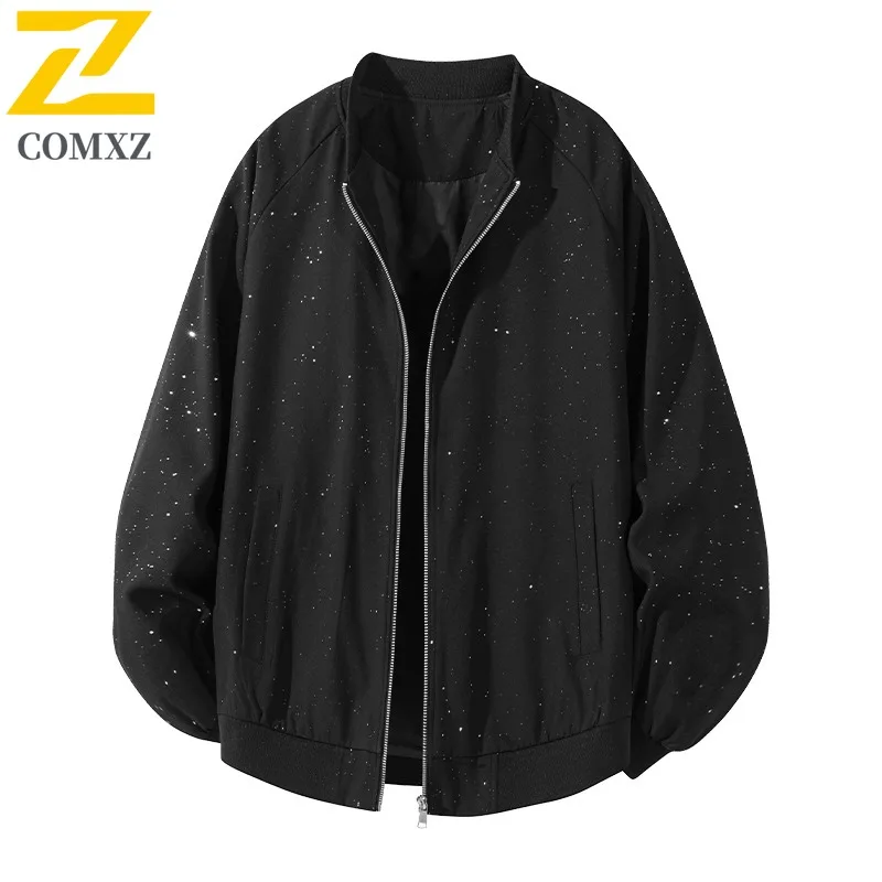 

COMXZ Men Jacket Premium Stand Collar American Fashion Comfort Lightweight Urban Street Style Windproof Spring Autumn Coat