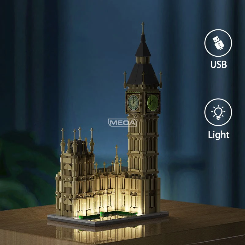 Famous Landmarks In London England Model Romantic Light Big Ben With Emulation Clock Building Blocks Toys City Scene Bricks