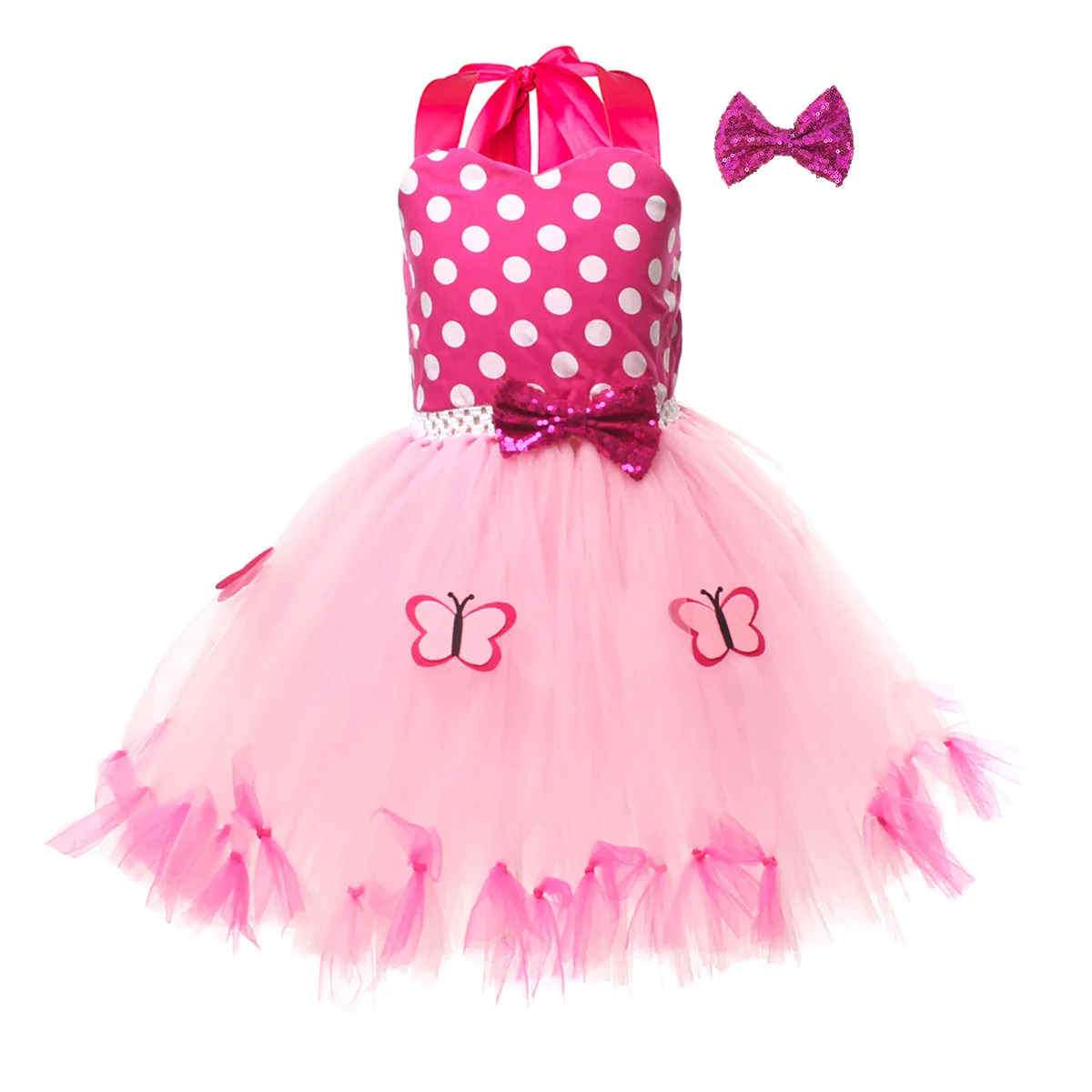 Girls Butterfly Ladybug Cute Insect Animal Themed Fancy Tutu Dress Kids Stage Performance Halloween Christmas Holiday Party Wear