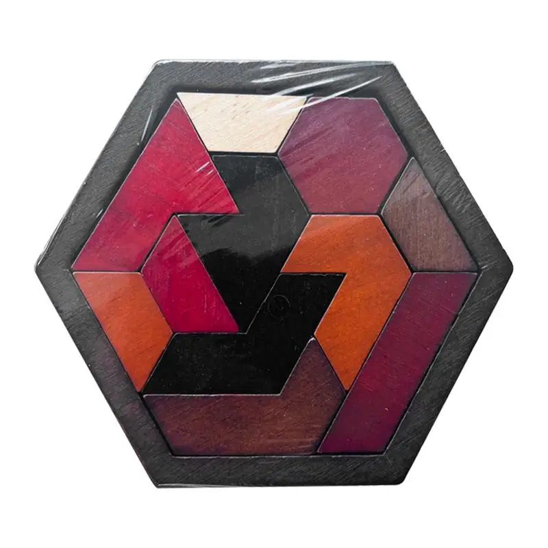 

Tangram Puzzle Hexagonal Wooden Geometric Shape Jigsaw Puzzles Chess Game Brain Teaser Puzzle Set Geometric Block Logic STEM Toy