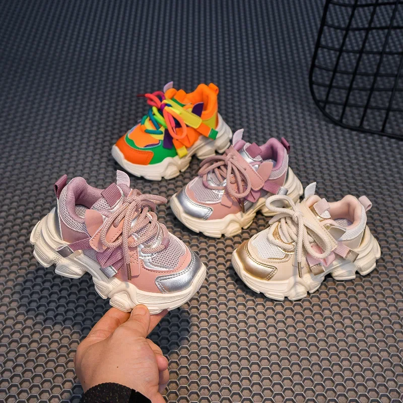 Students Sports Shoes Thick Soft Sole Boys Girls Running Shoes Colorful Fashion 2024 New Trend Children Sneakers Non-slip Casual