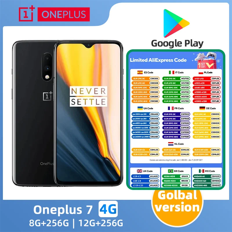 Oneplus 7 4G SmartPhone CPU Qualcomm Snapdragon 855 Battery capacity 3700mAh 48MP Cameraoriginal used phone