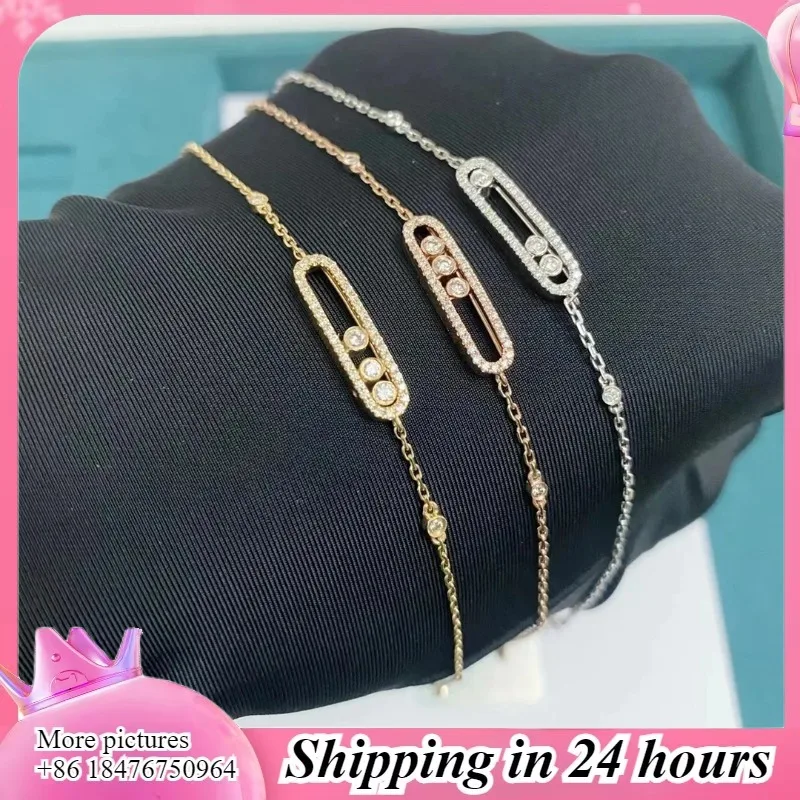 

Pulsera Clásica de Joyería para Mujer – Tres Diamantes con Incrustaciones de Plata de Ley 925