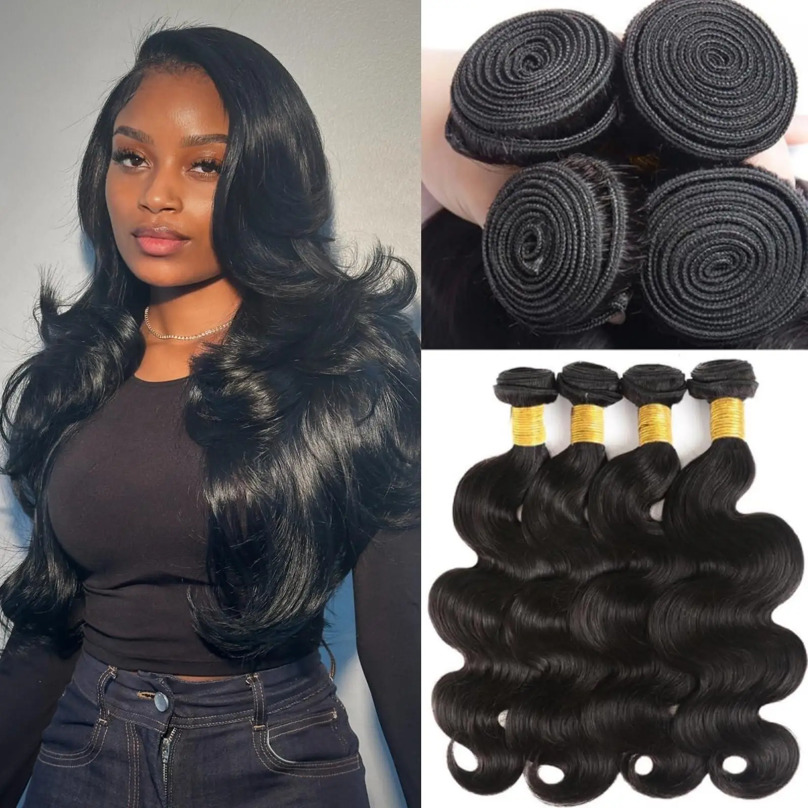 

Body Wave Brazilian Virgin Human Hair Bundles 12A Unprocessed Remy Hair Extensions 1/3/4 PCS Hair Weave Bundles Double Weft