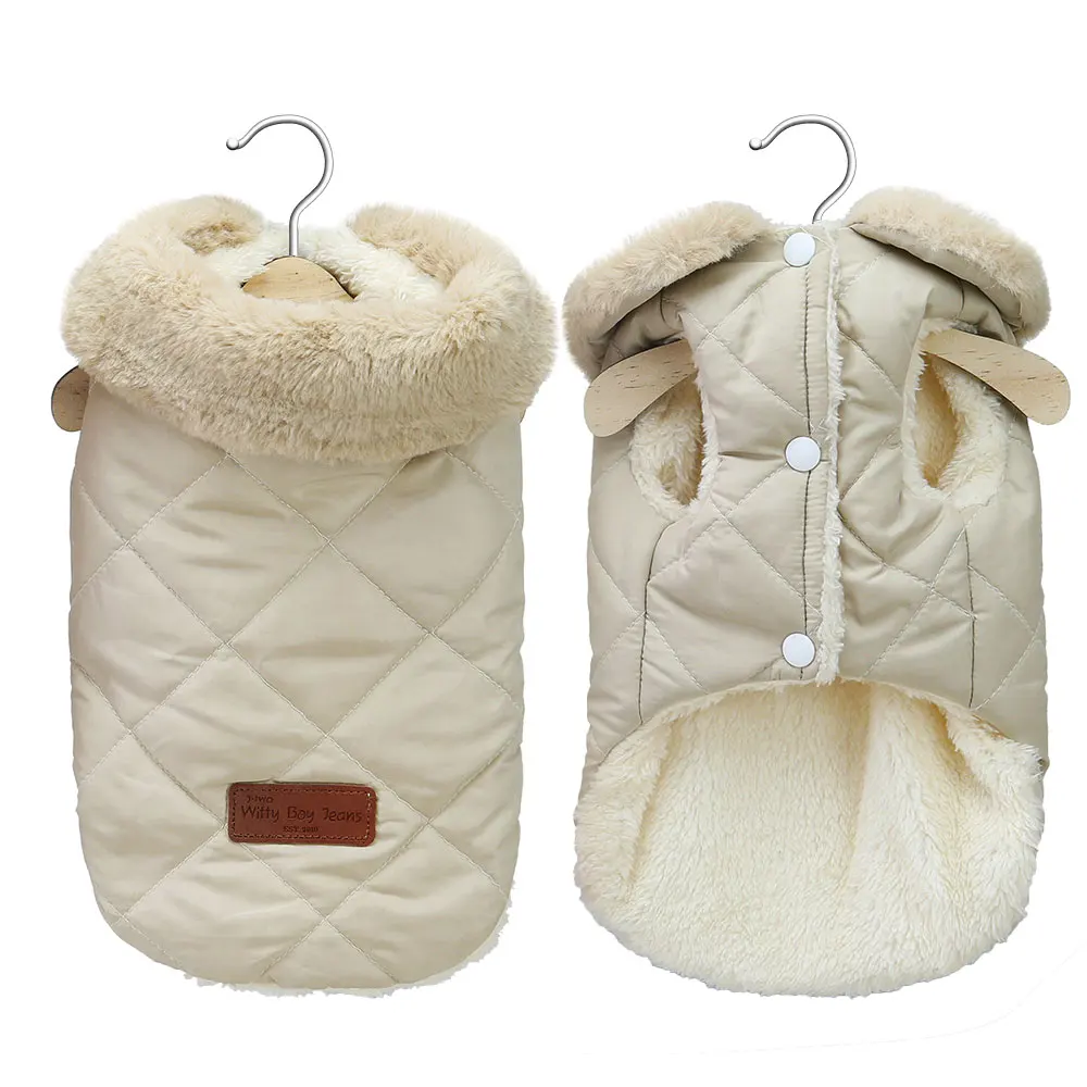 Winter Pet Jacket Clothes Super Warm Small Dogs Clothing With Fur Collar Cotton Pet Outfits French Bulldog Coat Vest Chihuahua