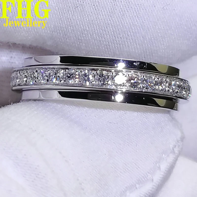 9K Au375 White Gold Ring 0.8Carat Nature Diamond luxury with diamond transfer ring wedding Engagement Anniversary Fashion