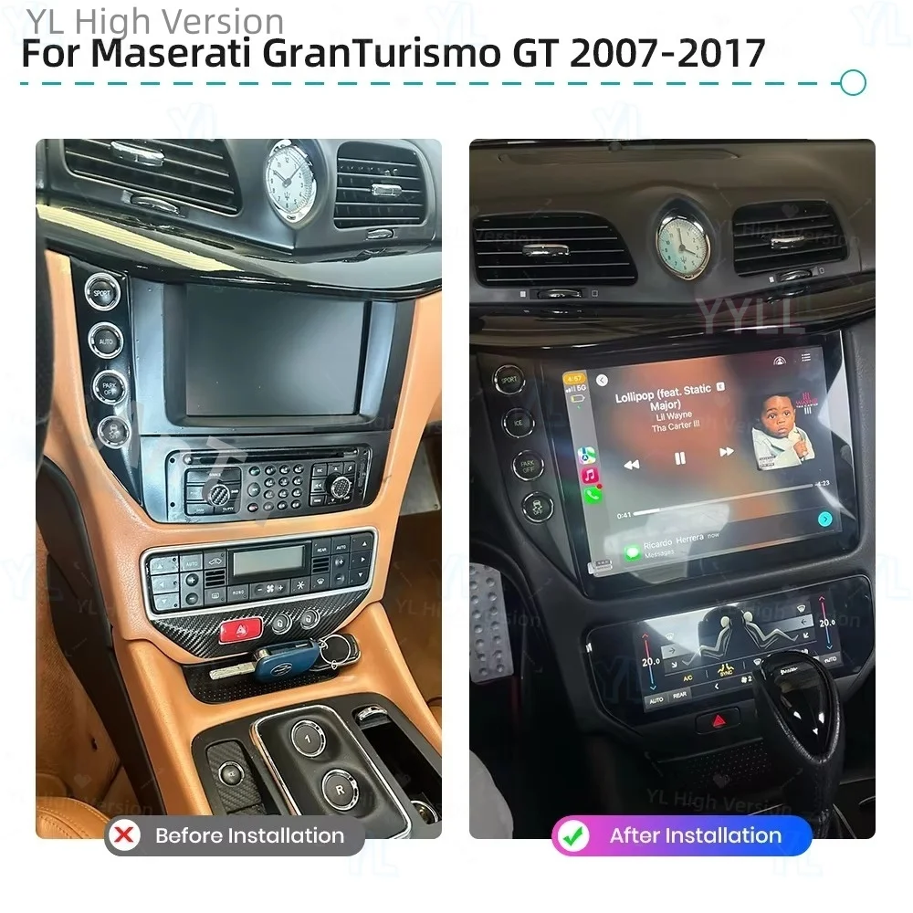 Car Radio Android 14.0 For Maserati GranTurismo GT 2007-2017 CarPlay GPS Navigation WiFi 4G DSP Stereo Multimedia Video Player
