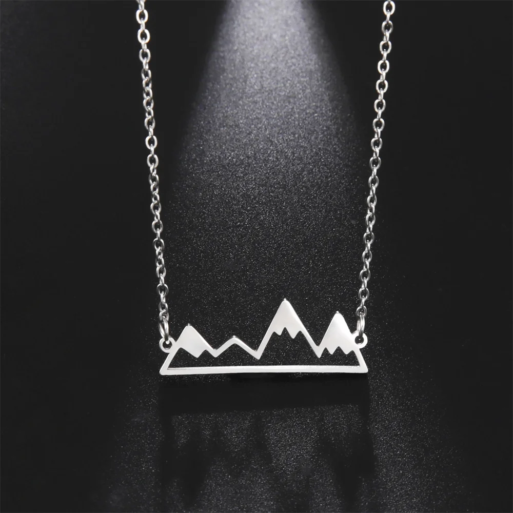 Stainless Steel Necklaces Irregular Mountain Peak Pendant Chain Collar Charm Fashion Necklace For Women Jewelry Party Men Gifts