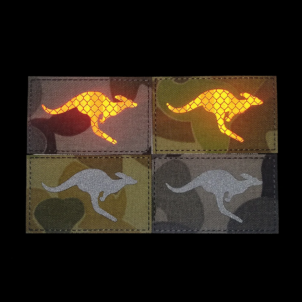 Australian Kangaroo Embroidered IR Reflective Armband Kangaroo Magic Sticker Suitable for Hat Backpack Sticker Military Patch