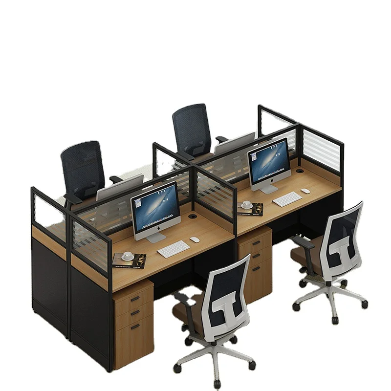 Modern minimalist modular three-dimensional compartment that can accommodate 2 to 6 people, modern desks, furniture, workstation