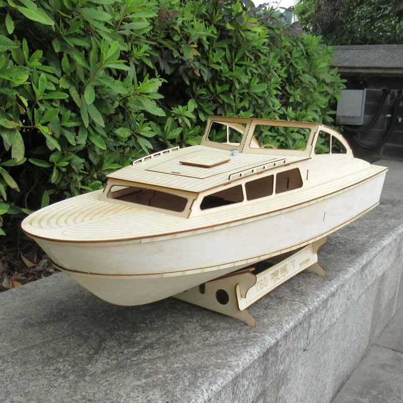 Ship Model Kit DIY Wooden Assembly Toy 760 Jet Pump Version Big Deep V Model Can Be Installed Power Boat Model Assembly Kit