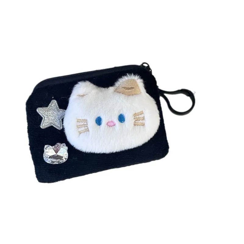 Portmonetki damskie, urocze, z motywem kreskówkowego kotka, kawaii, uniwersalne portmonetki, wielofunkcyjne, przenośne etui na karty, torby do przechowywania, breloczki.