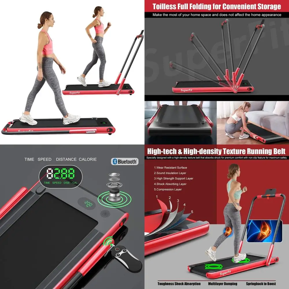 

Compact 2-in-1 Folding Treadmill, 2.25HP Desk-Mounted Electric, App & Remote Controlled, Bluetooth Speaker, LED Display for Home