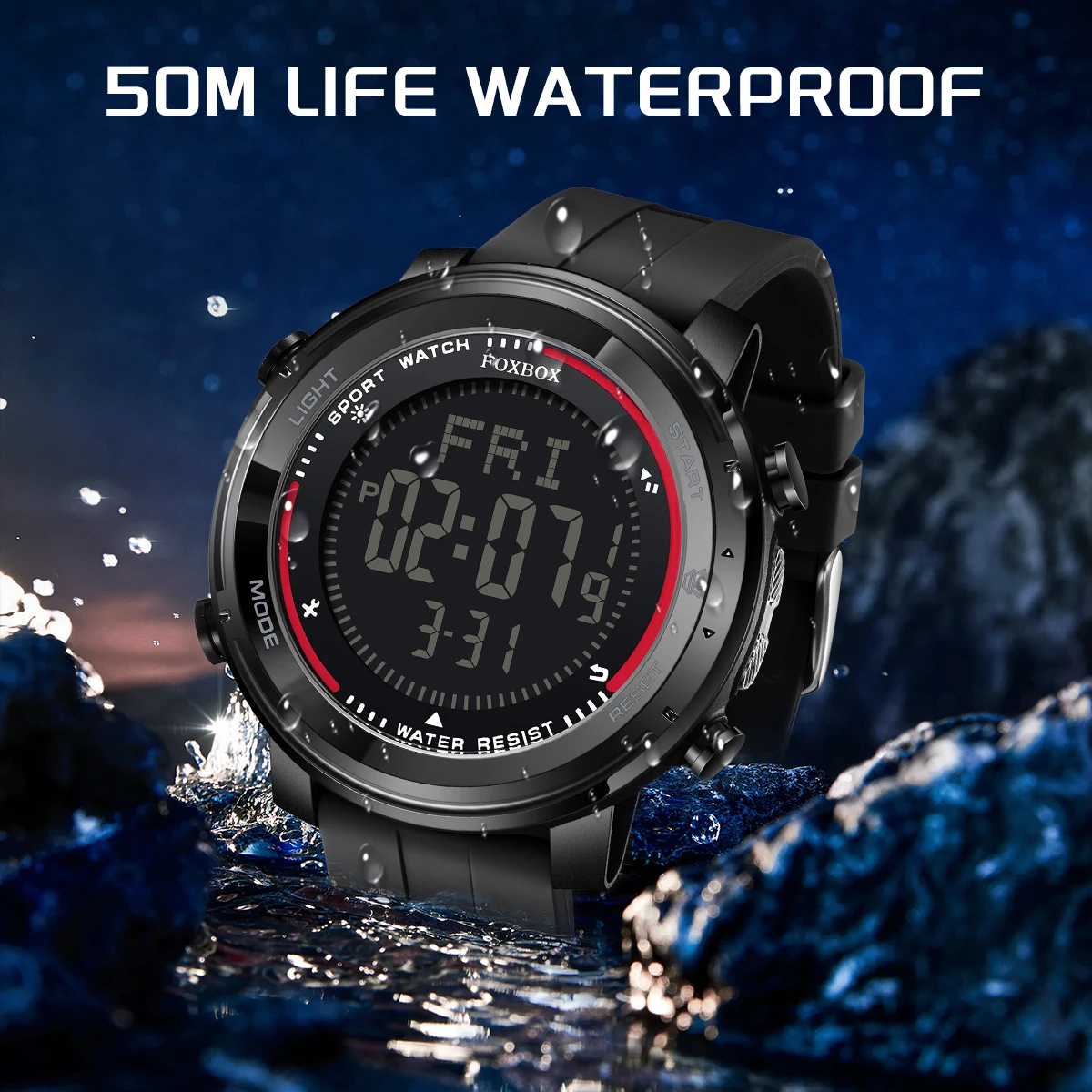 Relojes digitales LIGE, relojes de pulsera con linterna LED deportiva para hombre, reloj resistente al agua hasta 50m, cronómetro con luz Digital, reloj militar para hombre
