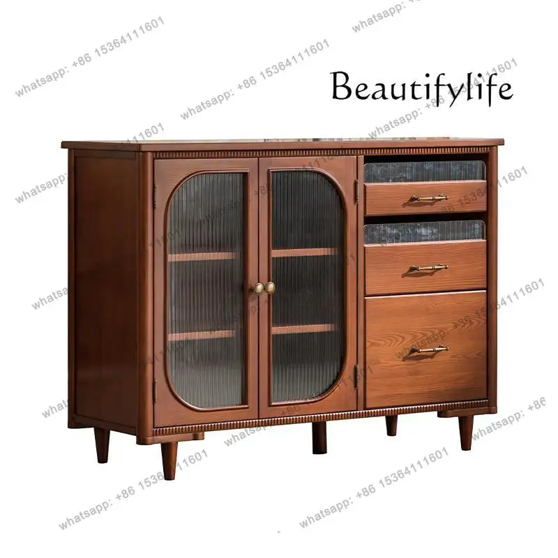 

Retro small apartment dining side living room tea cabinet locker solid wood cabinet side cabinet tea bar machine