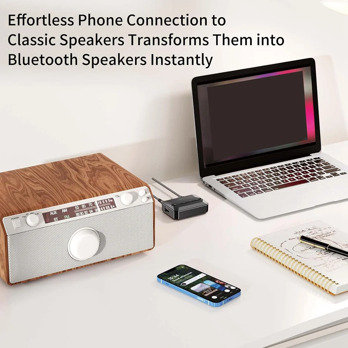 Receptor Bluetooth NFC A003, adaptador Bluetooth 5.3 AUX para carro, receptor de áudio sem fio para estéreo doméstico/alto-falante/música