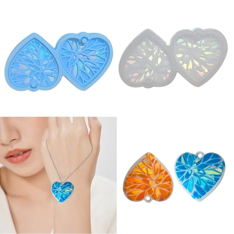 Holographic Laser Heart Earrings Decoration Silicone Molds DIY Handmade Jewelry Necklace Bracelet Pendant Resin Mold Accessories