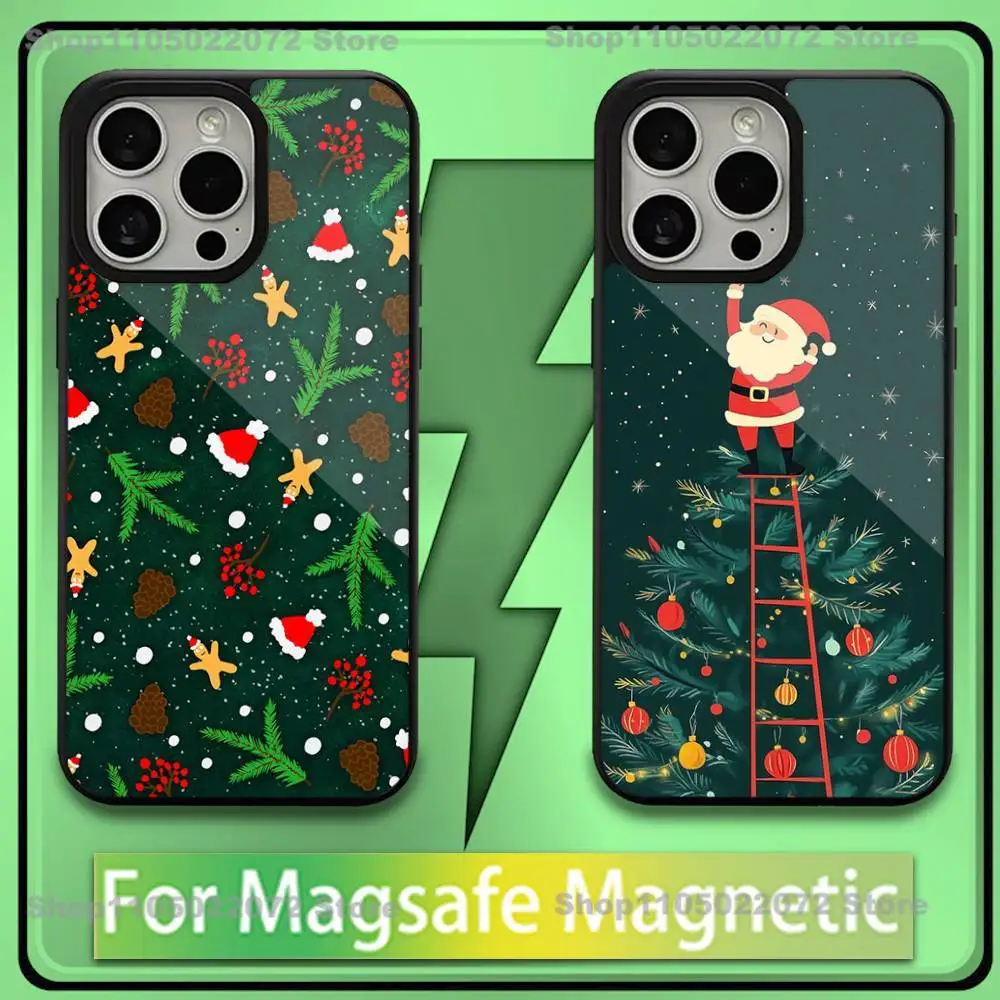 

Cartoon Christmas Style Phone Case For iPhone 16,15,14,13,12,11,Plus,Pro,Max,Mini Soft Magesafe Magnetic Wireless Charge