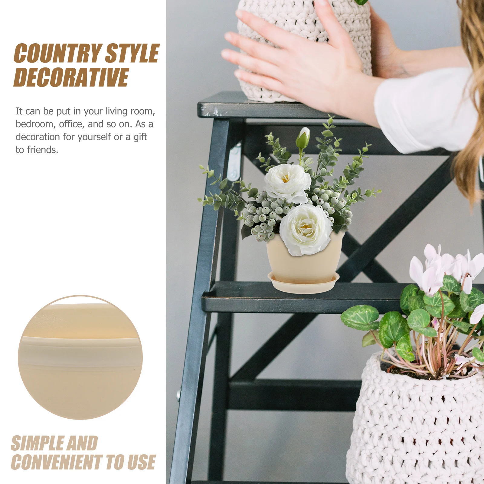 

2Sets Thickened Plastic Plants Pots for Indoor Outdoor Use Nursery Flower Pots with Drainage Holes and Saucers Home Garden