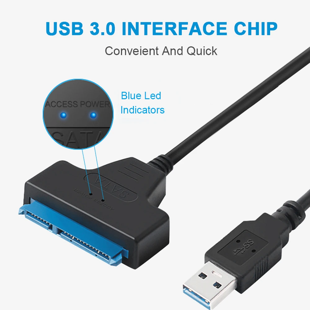 محول كابل USB ساتا ، يصل إلى 6 جيجابايت في الثانية ، يدعم بوصة ، قرص صلب ، 22 دبوس ، كابل ساتا الثالث
