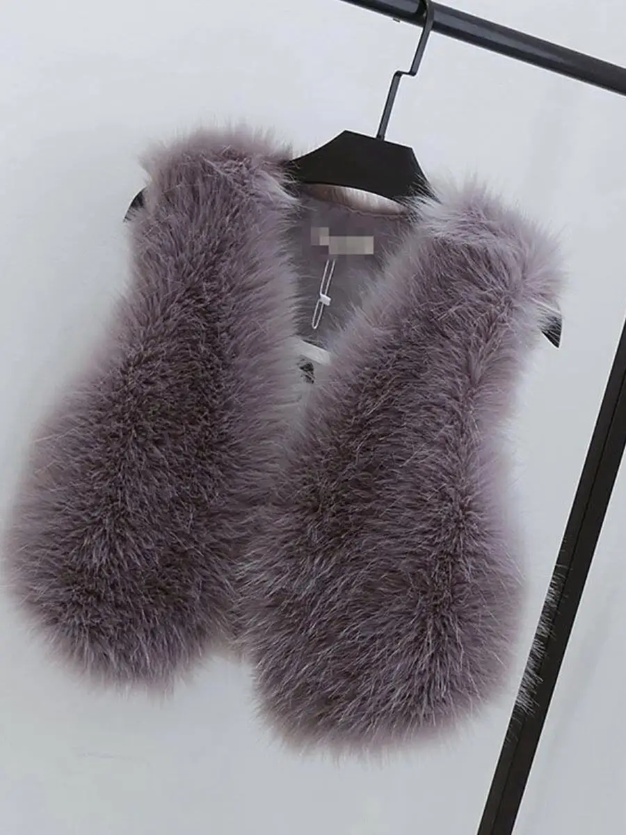 

Women's ort Thiened Faux Fur Vest Autumn Winter New Sle Warm Slim Fit Svel Jaet Asymmetrical Casual Sle