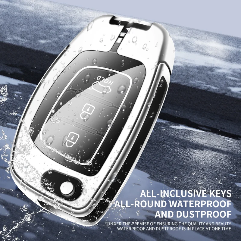 New Zinc Alloy Car Key Case Cover For Hyundai IX25 IX35 I10 I30 Solaris Tucson Sonata Santa Fe Sport Mistra Elantra Creta Verna view 5
