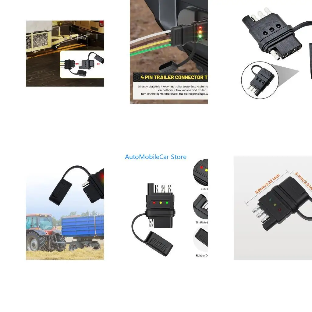 G8TE Waterproof 4 Pin Flat Trailer Light Tester Heavy Duty 4 Circuit Tester for Accurate Fault Finding In All Conditions