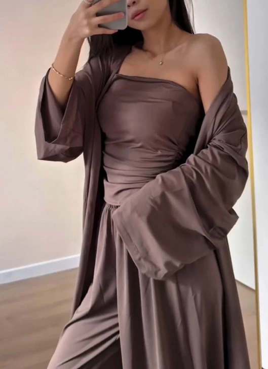 Elegante gilet senza spalline cardigan lungo gamba larga set tre pezzi pantaloni a gamba larga a vita alta set pantaloni casual da donna quotidiani