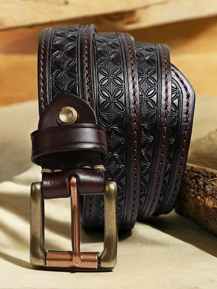 retro-thiened-top-layer-cowhide-belt-men's-genuine-leather-bule-waist-belt-double-sided-use-faionable-emed-leather