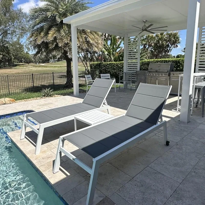 PURPLE LEAF Sillón Piscina Chaise Lounge Exterior Gris 2 Juegos