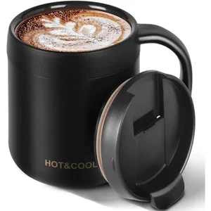 Kulplu izole kahve fincanı, Cam, paslanmaz çelik mil, Cam ısısı, 350 ml, 550 ml 8 en çok satılan bardak, paslanmaz no. 6