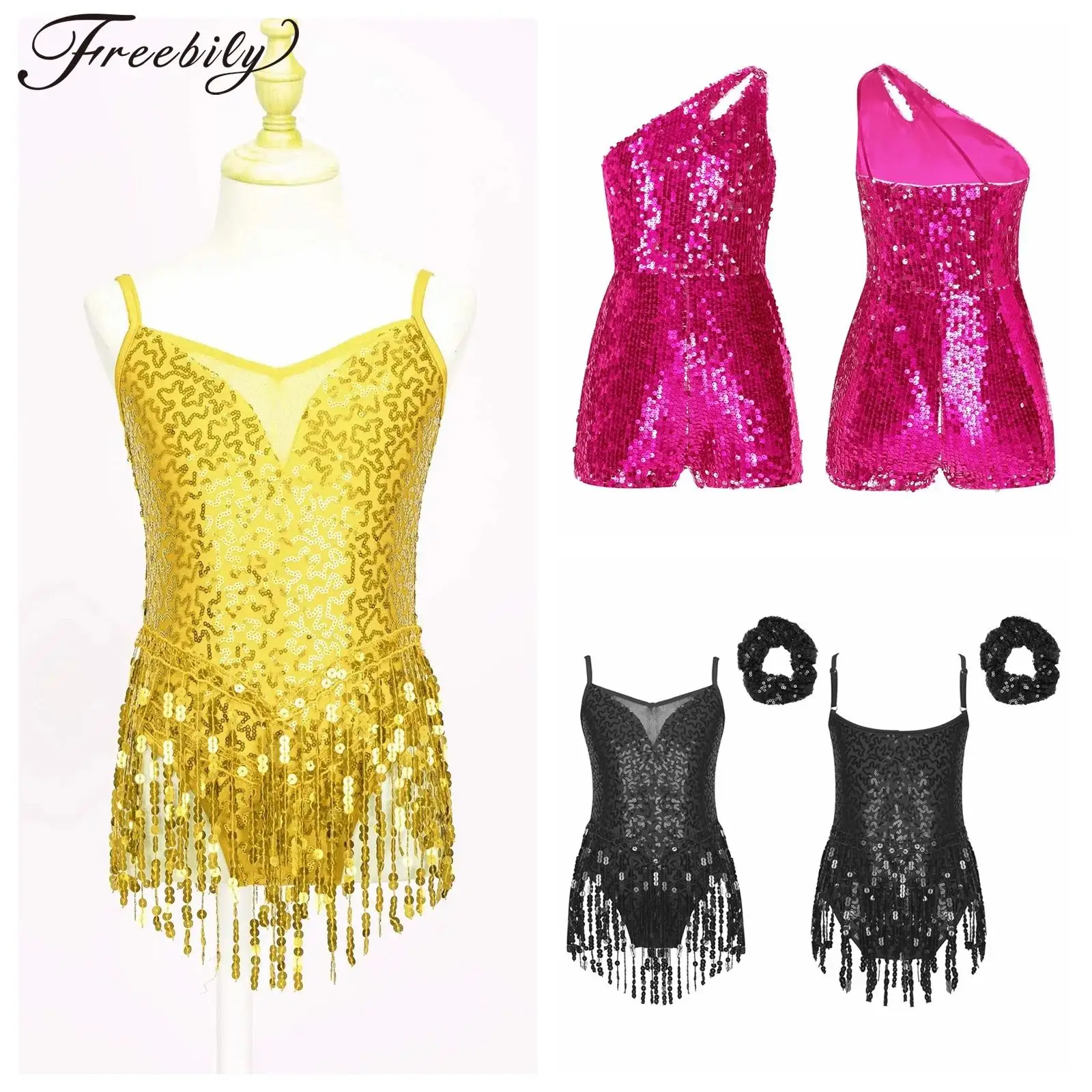 ชุดบอดี้สูทเต้นรำลาตินสมัยใหม่สำหรับเด็กผู้หญิง แต่งพู่ ชัคชัค สไตล์สตรีทแวร์ ประดับเลื่อม ฮิปฮอป บัลเลต์ ชุดแสดง