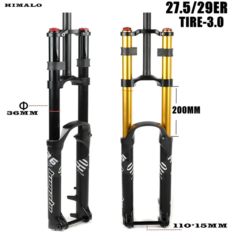 2024MTB Boost Fork Mountain Bike DH AM Suspension Air Resilience Rebound Adjustment 27.5 29ER 110*15MM Dual Crown 36MM