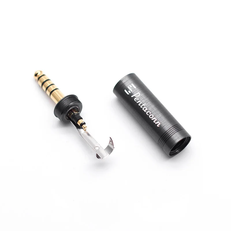 Pentaconn 4.4 Balanced Headphone Plug DIY Black Brick/Gold Brick 4.4mm Brass OFC Oxygen-Free Copper Elbow Straight Plug Welding