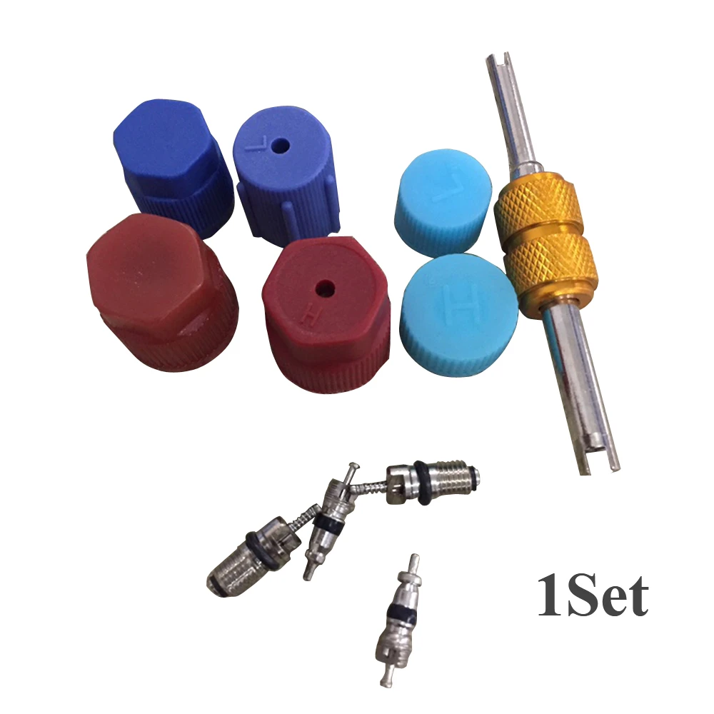 

1Set Car Air Conditioning Valve Core A/C System Caps Car Air Conditioning Valve Core Parts Remover Installation Tool Accessory