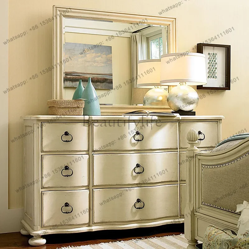 FG40American rural light luxury storage cabinet solid wood birch, art old high-end storage cabinet